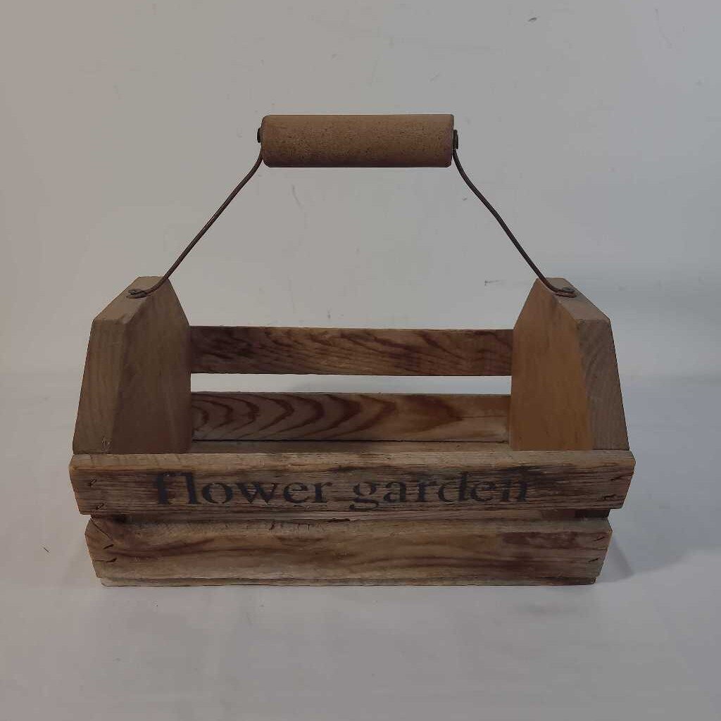 WOOD SLATE CRATE W/ HANDLE~FLOWER GARDEN