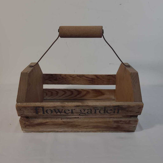 WOOD SLATE CRATE W/ HANDLE~FLOWER GARDEN