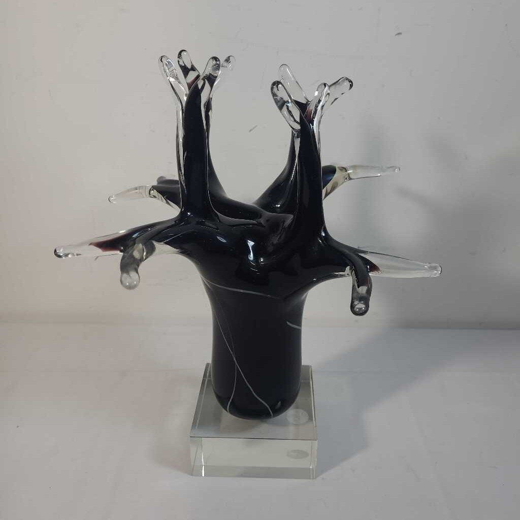 BLACK/CLEAR BLOWN GLASS DECOR