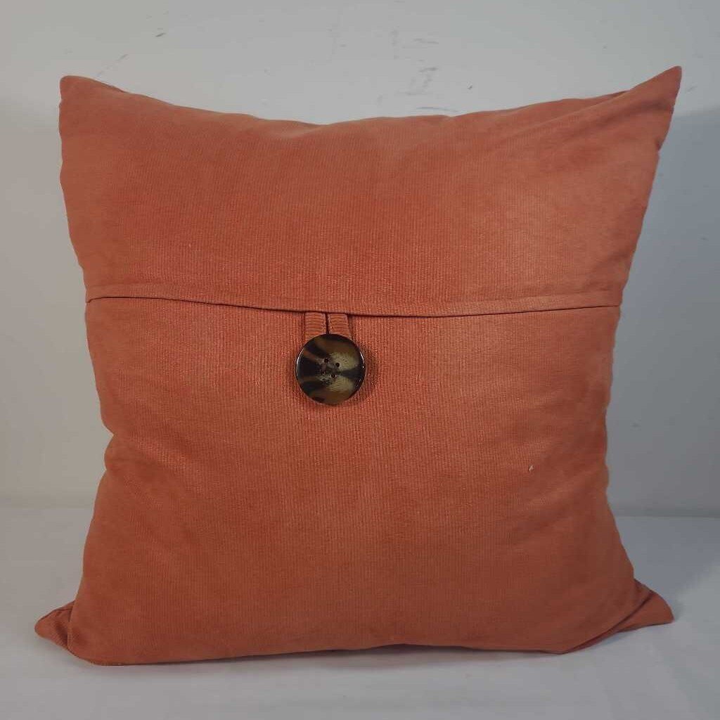 ORANGE BUTTON FRONT DOWN FILLED PILLOW