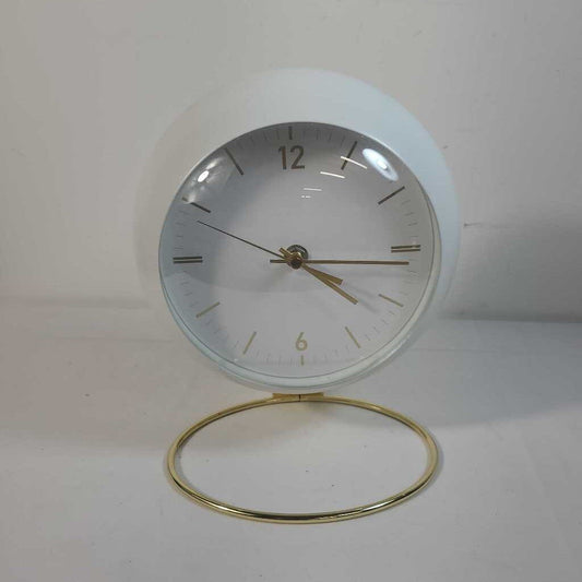 WHITE/ BRASS CLOCK