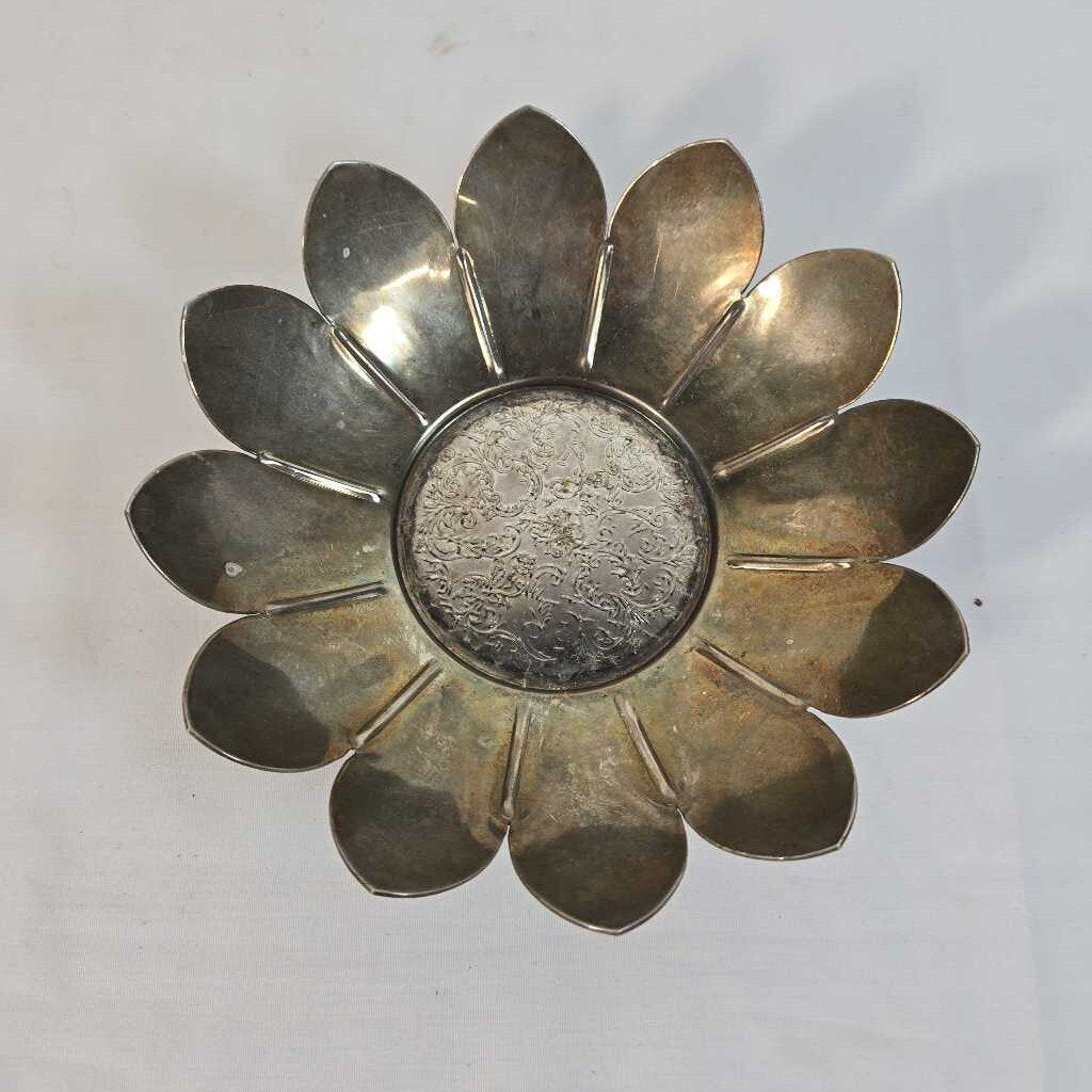 SILVER FLOWER DISH