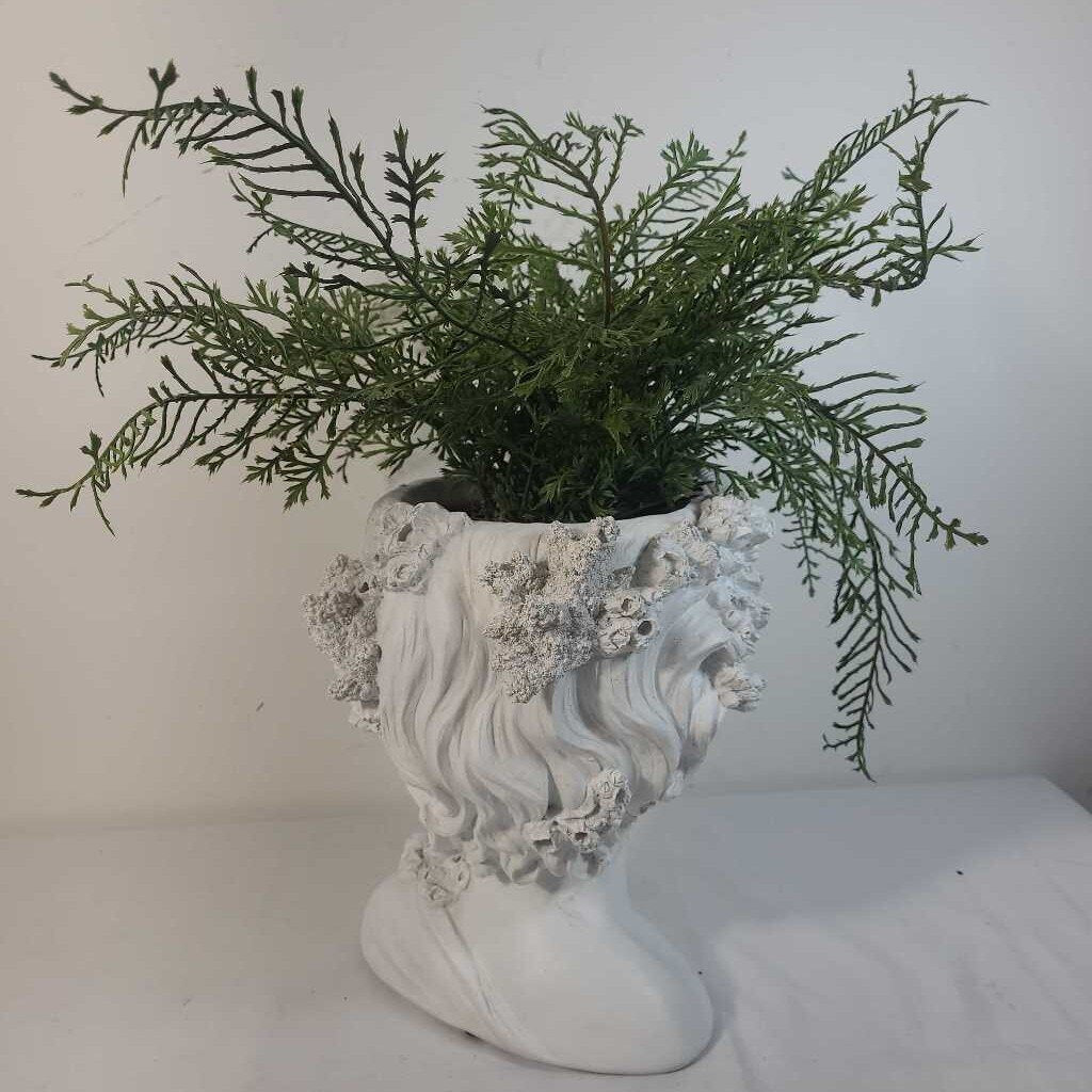 BUST PLANTER W/FAUX GREENERY