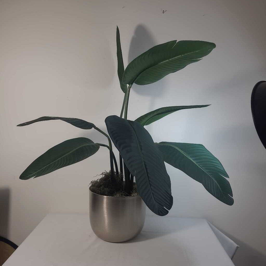 FAUX BIRD OF PARADISE IN SILVER POT