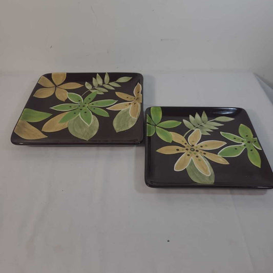 PR BROWN & GREEN SERVING PLATES