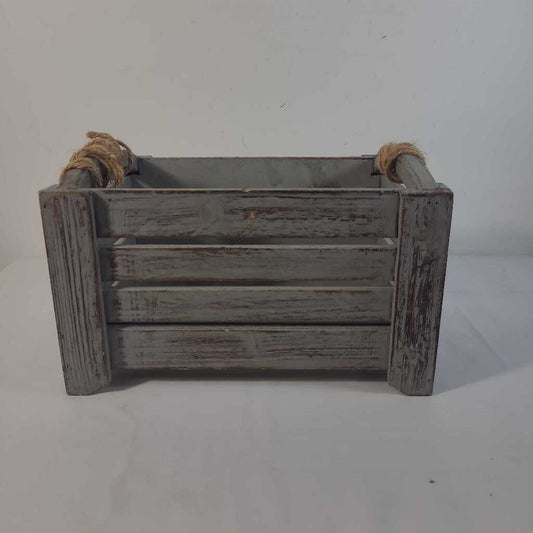 WOODEN CRATE W/WRAPPED HANDLES
