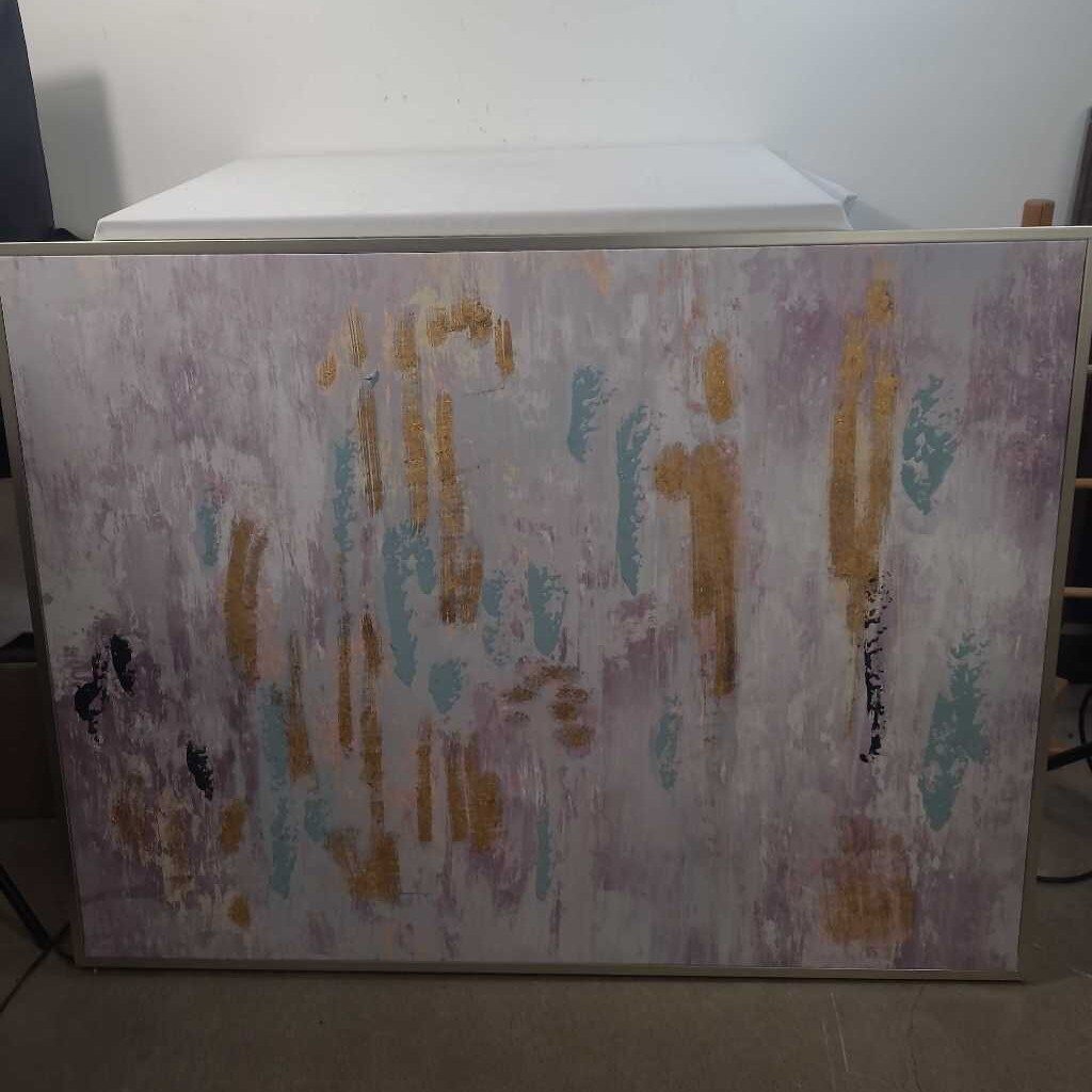 PURPLE, GOLD & BLUE FRAMED CANVAS