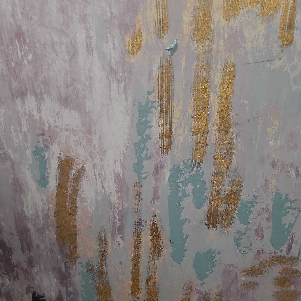 PURPLE, GOLD & BLUE FRAMED CANVAS