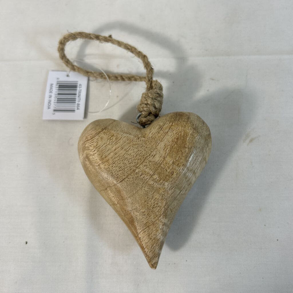 CARVED WOOD HEART ORNAMENT