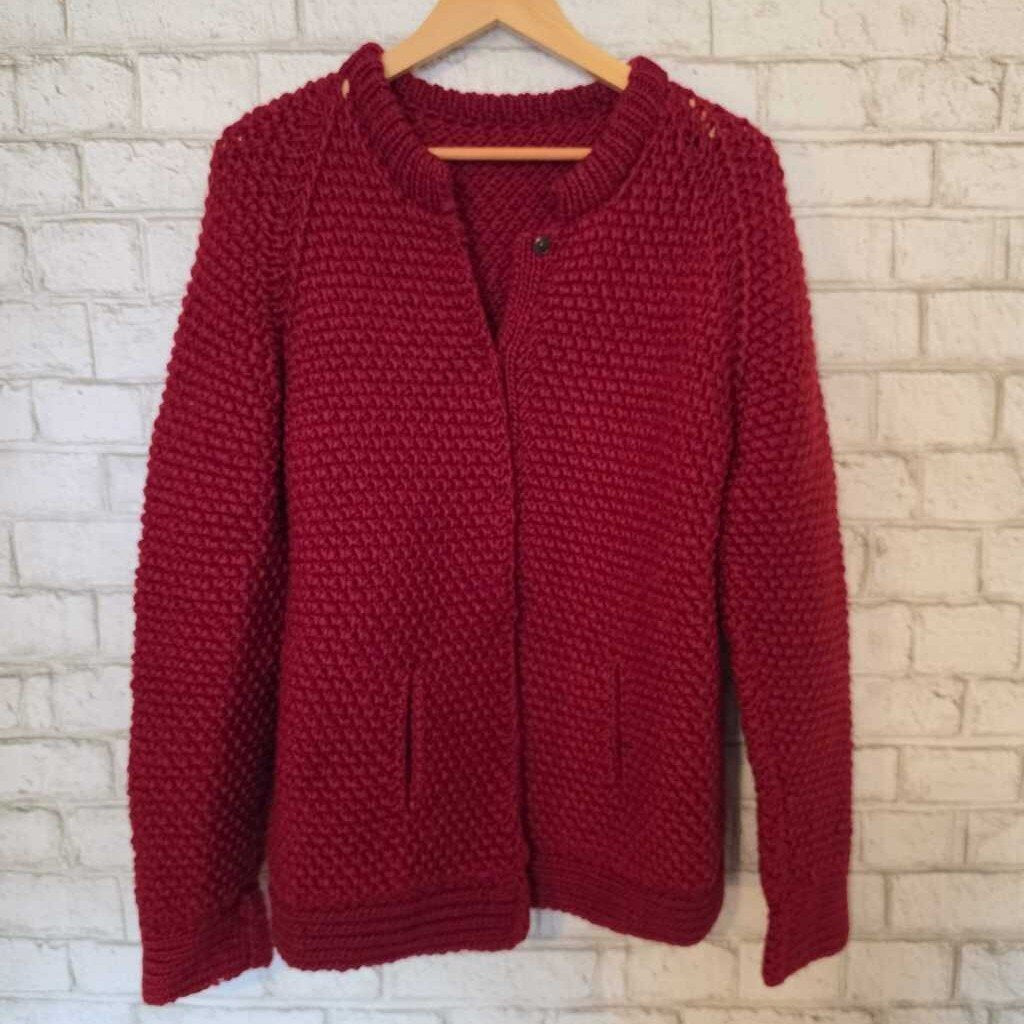 Vintage Handmade Red Snap Button Sweater