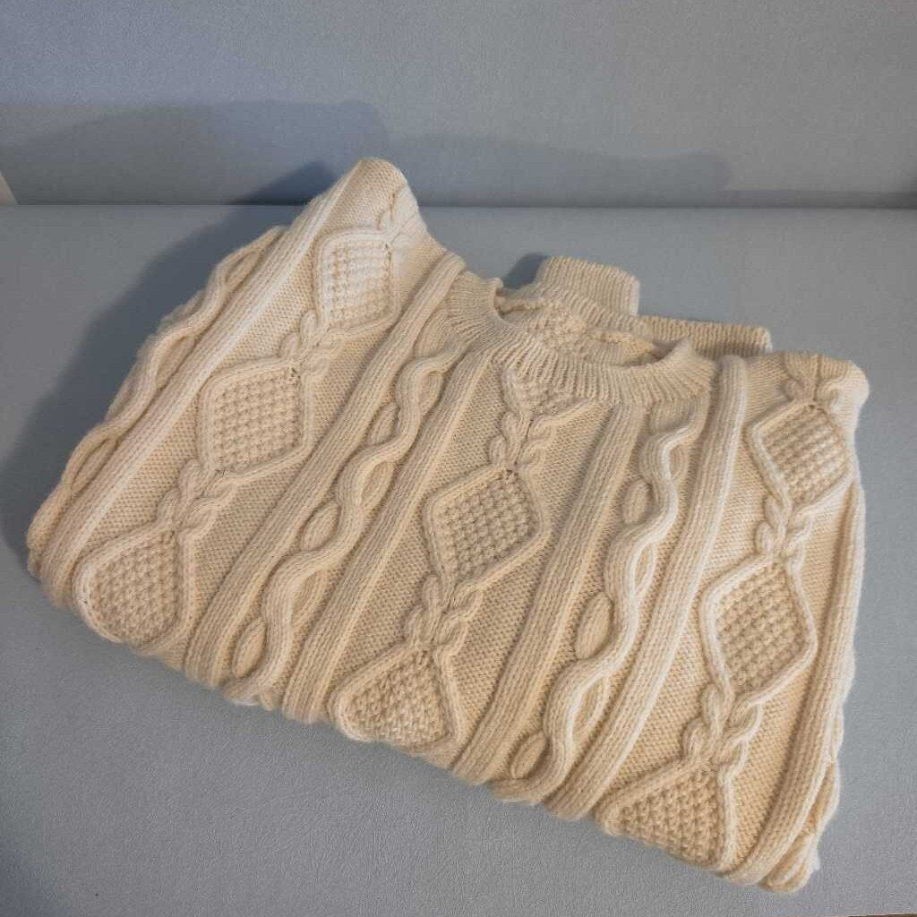 Hand Knit White Cable Knit Sweater