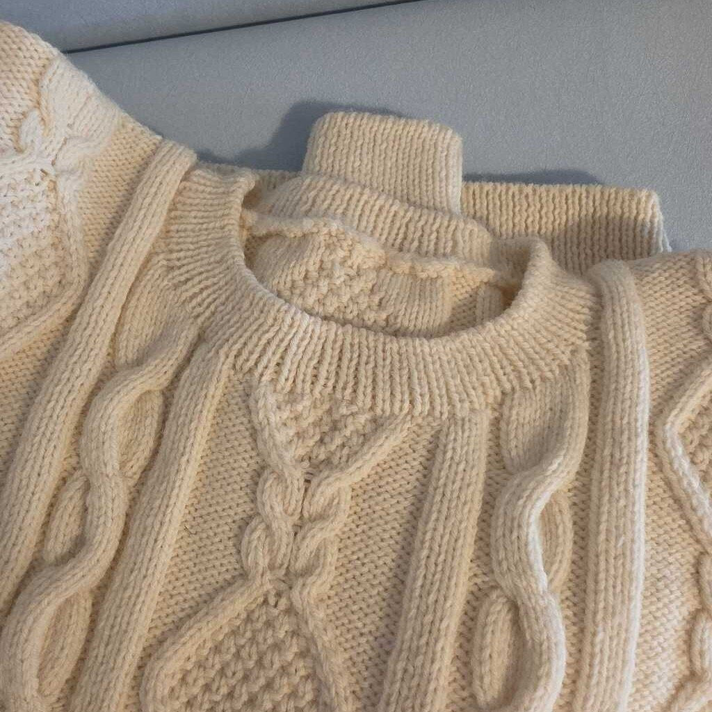 Hand Knit White Cable Knit Sweater
