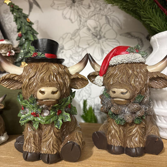 5.5"L Resin Highland Cow - 3 Assorted Styles