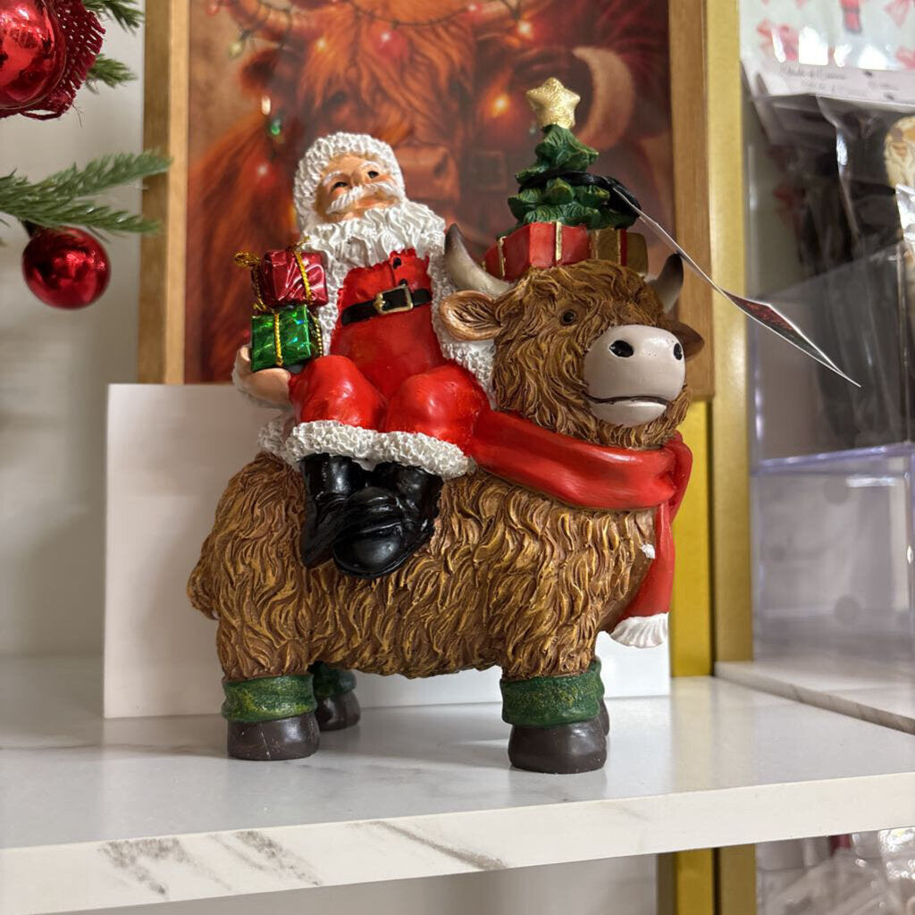 Santa on Highland Cow