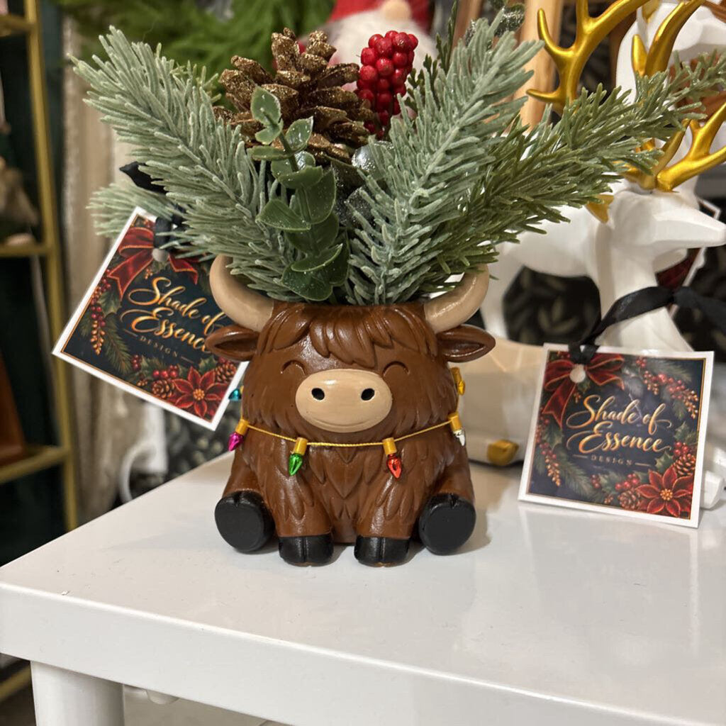 Hand Painted Highland Cow Planter
