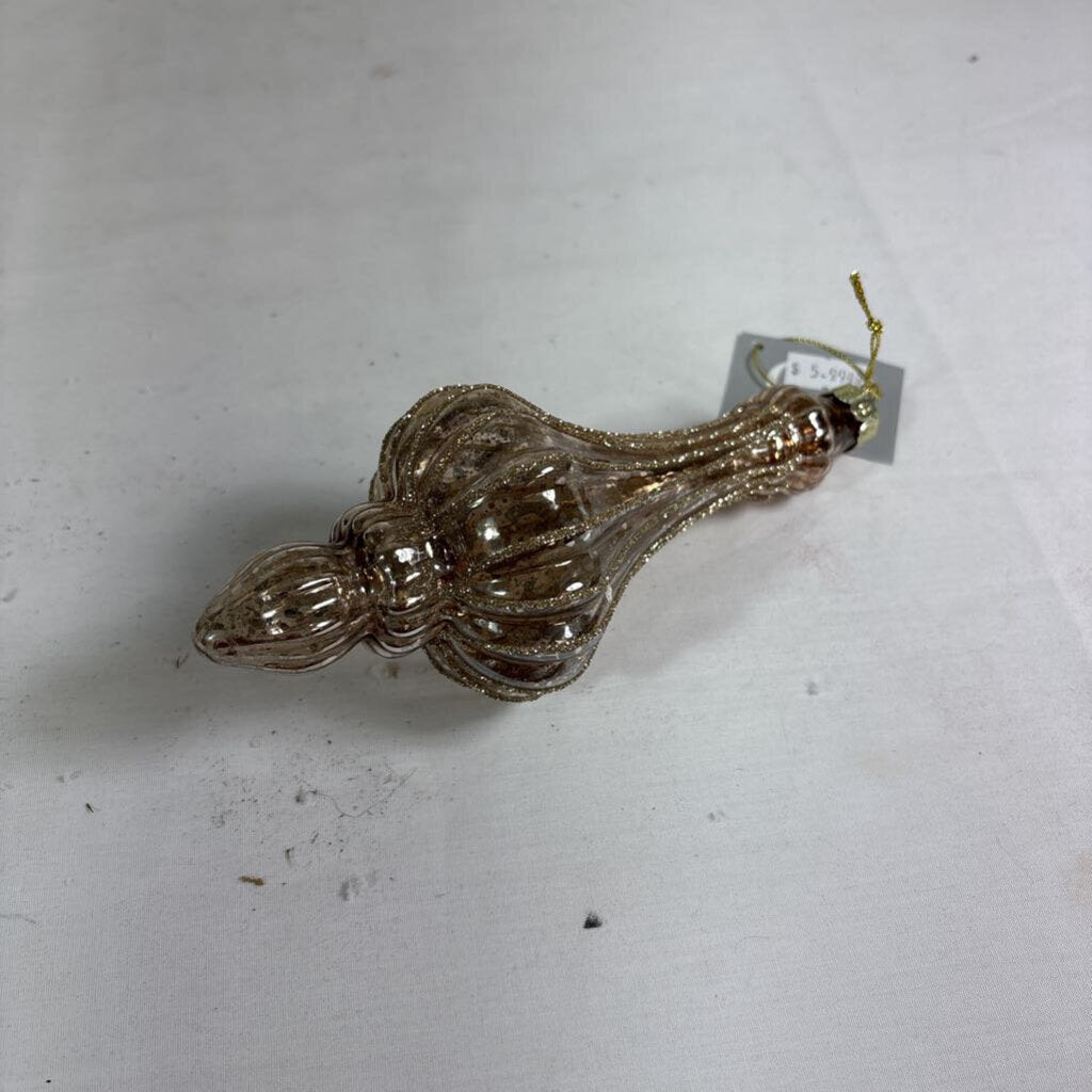 GLASS FINIAL DROP ORNAMENT - BROWN