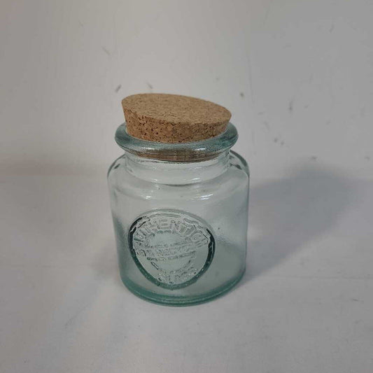 4" GREEN SEA GLASS JAR W/CORK LID