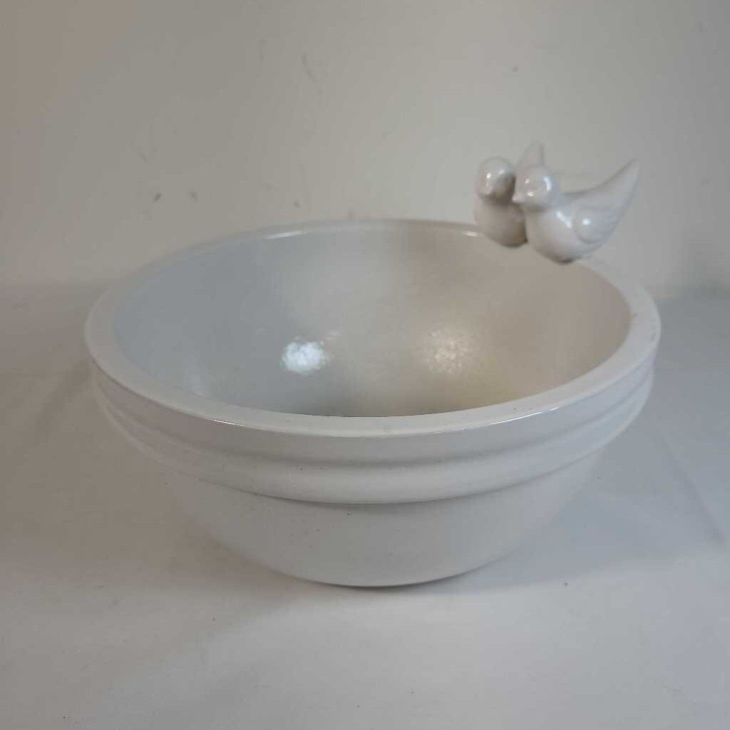 WHITE CERAMIC DISH W/BIRDS