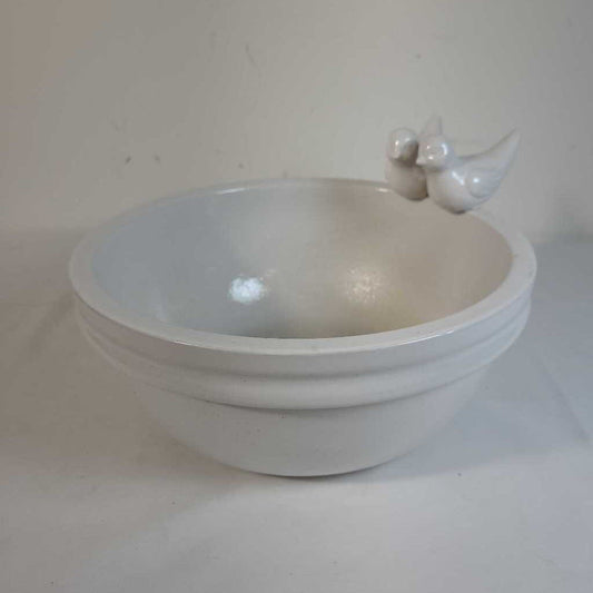 WHITE CERAMIC DISH W/BIRDS