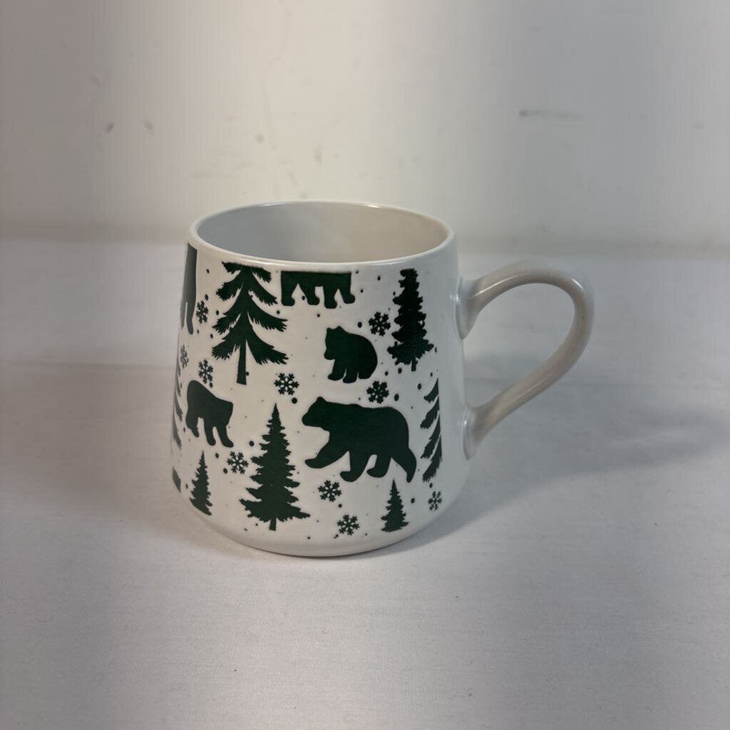 CERAMIC MUG - BEARS & TREES - WHITE