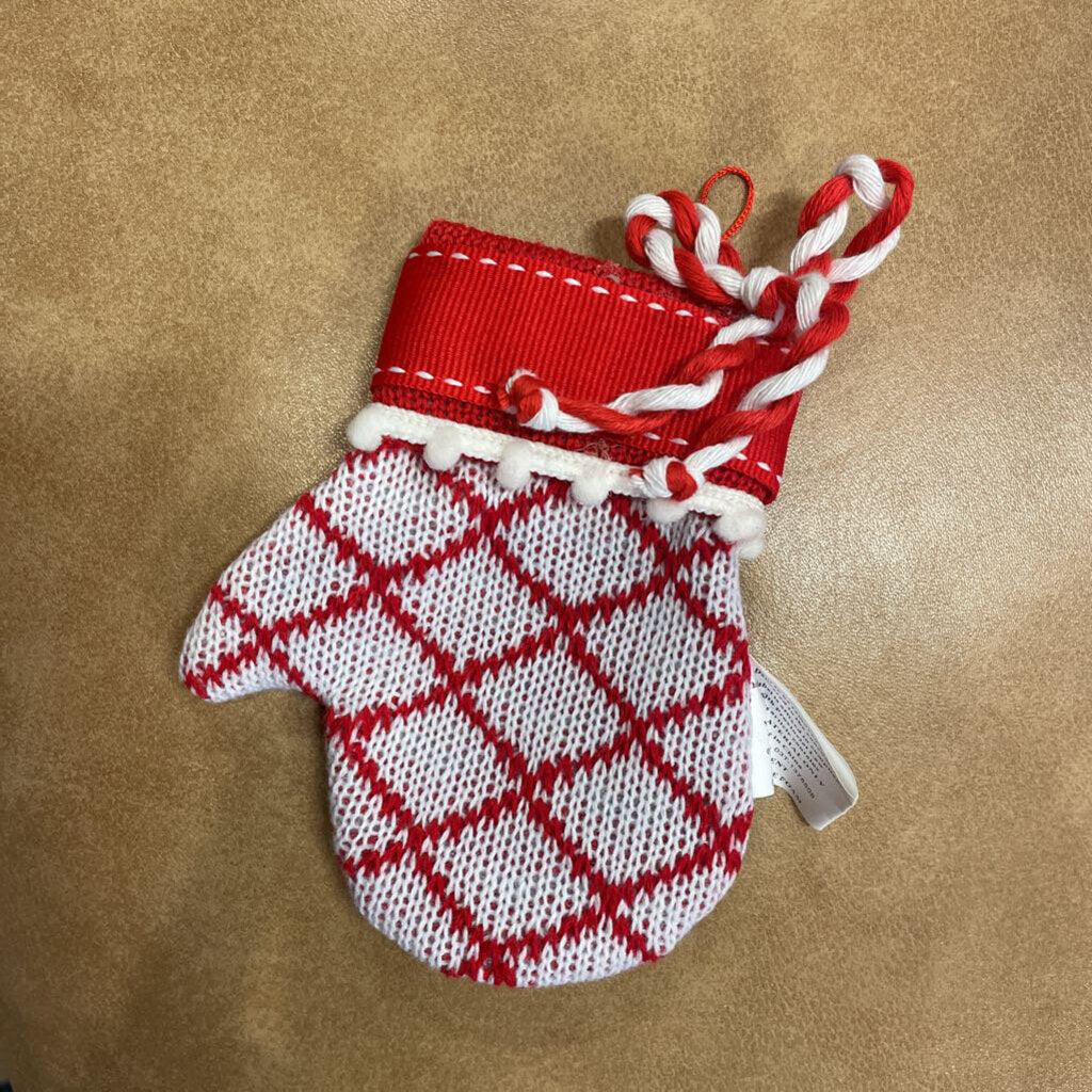 5" RED & WHITE MITTEN ORNAMENT