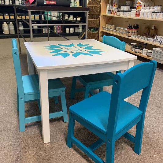 NEWLY PAINTED KIDS TABLE & 3 CHAIRS