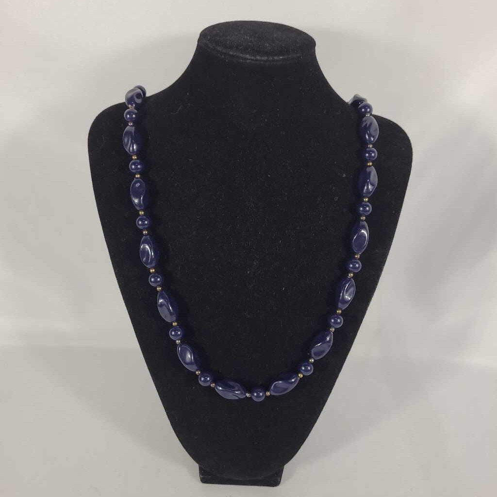 15" BLUE BEAD NECKLACE