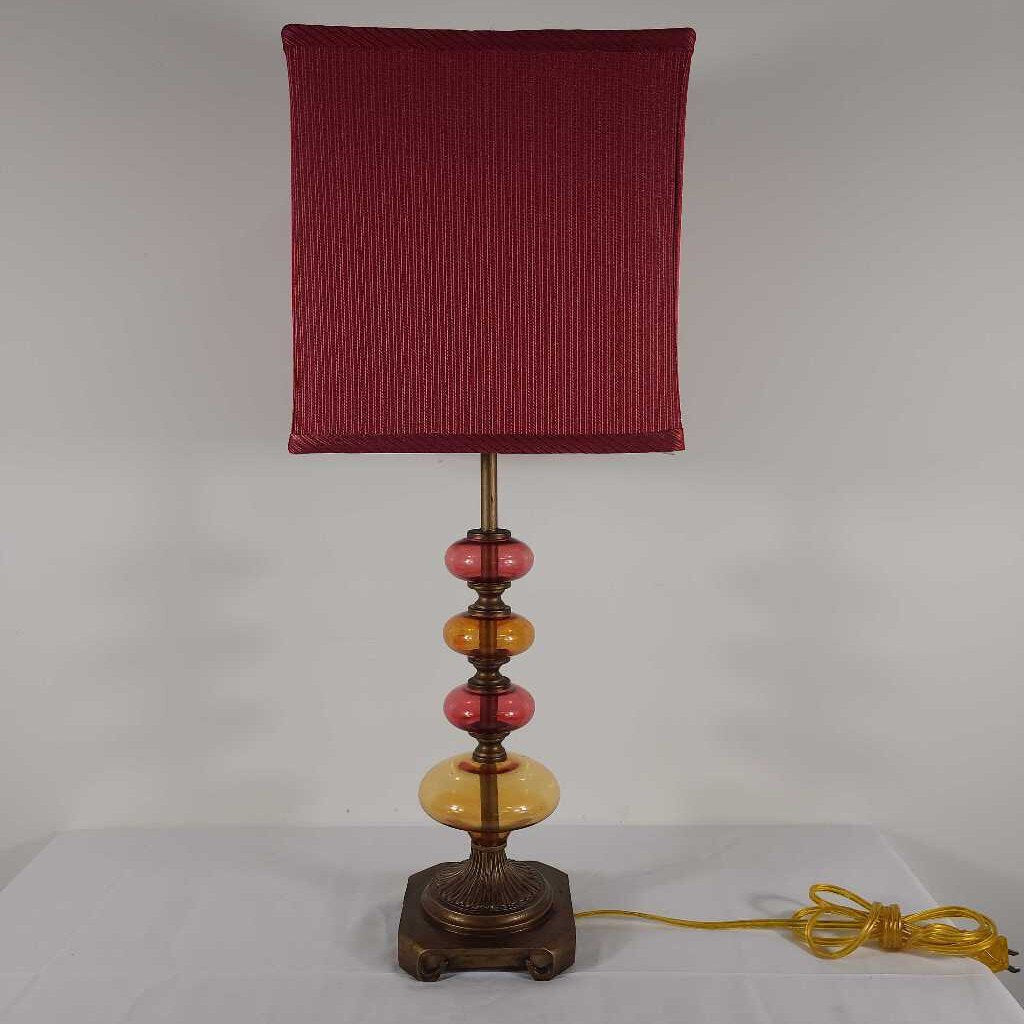 RED & ORANGE GLASS BALL TABLE LAMP