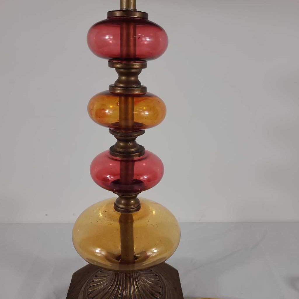 RED & ORANGE GLASS BALL TABLE LAMP
