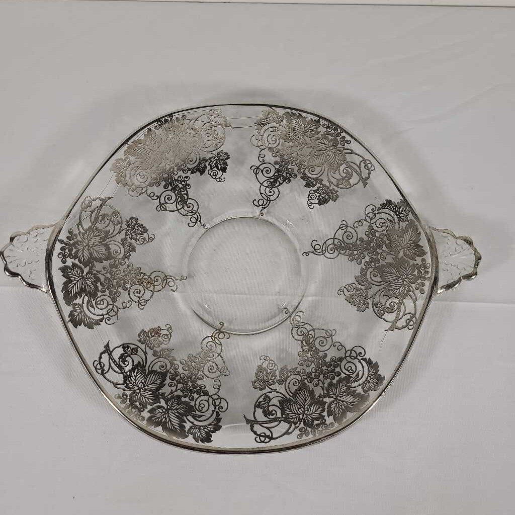 SILVER OVERLAY SERVING PLATE