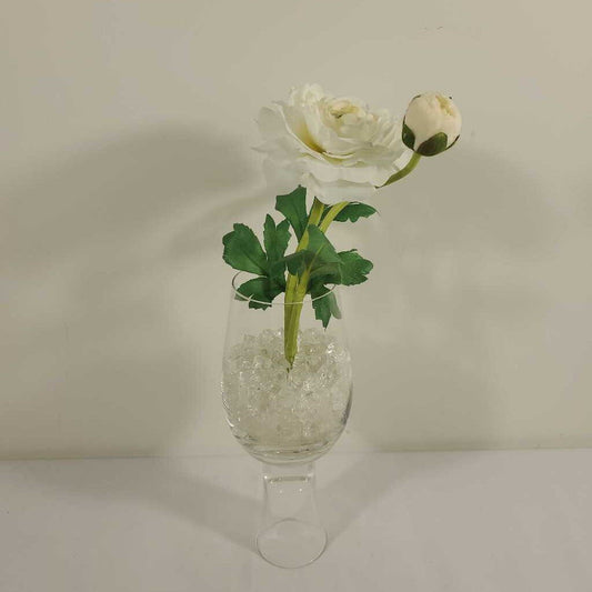 FAUX FLORAL IN GLASS VASE