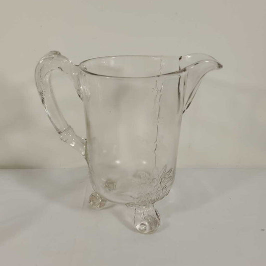 ANTIQUE FOOTED GLASS PITCHER