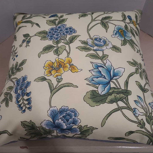 Pillow - handmade - vintage floral yellow and blue