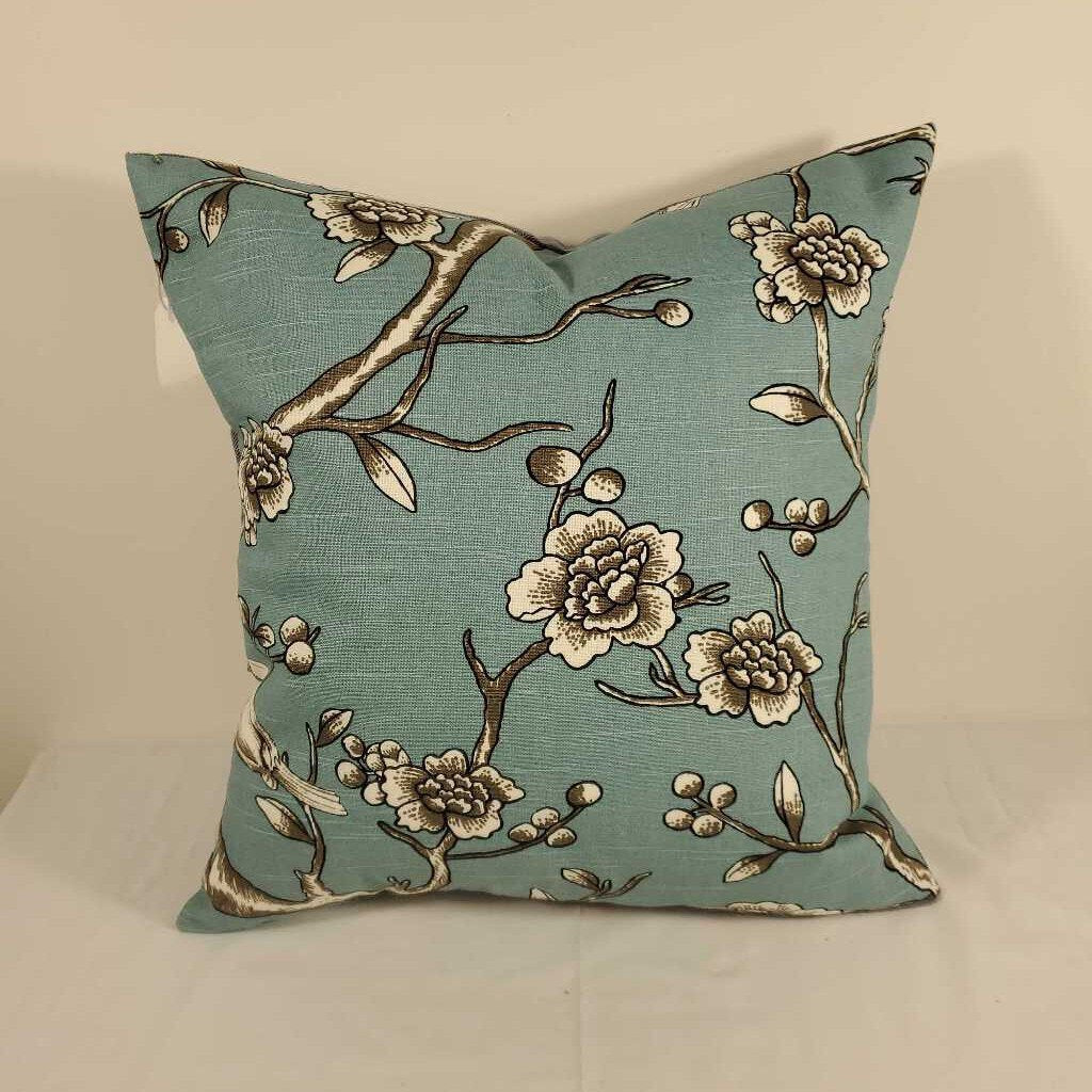 Pillow - handmade - Blue Robert Allen fabric down pillow