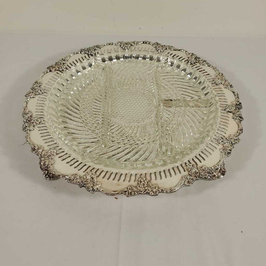 PICKLE DISH ON SILVER TRAY