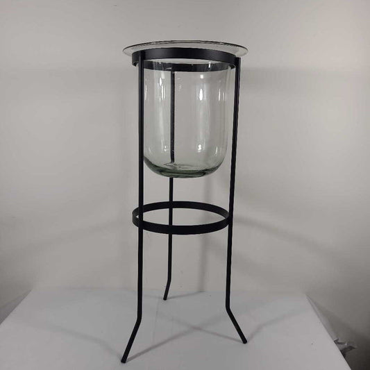 PARTYLITE SEVILLE 3 WICK GLASS/WROUGHT IRON STAND