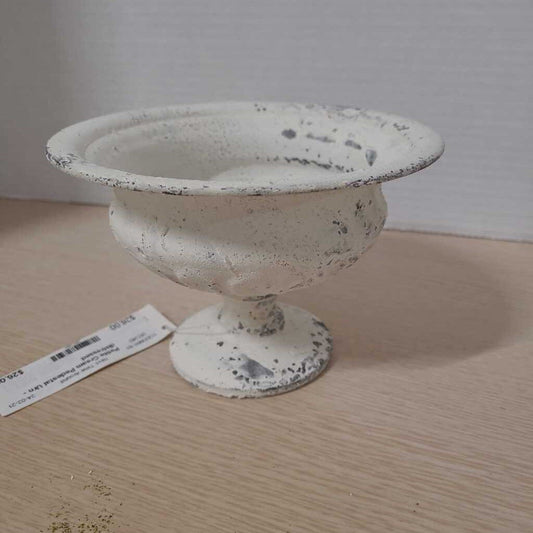 Petite Cream Pedestal Urn - distressed