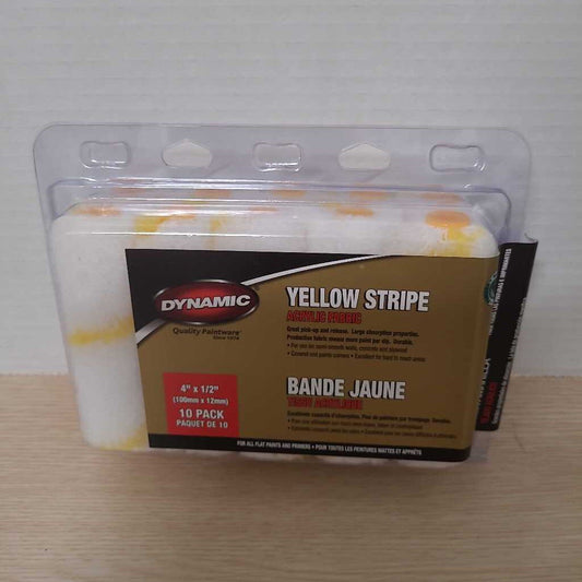 10 PACK 4" YELLOW STRIPE ROLLERS