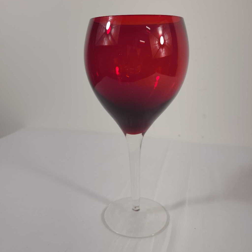 S/4 RUBY RED WINE GLASSES